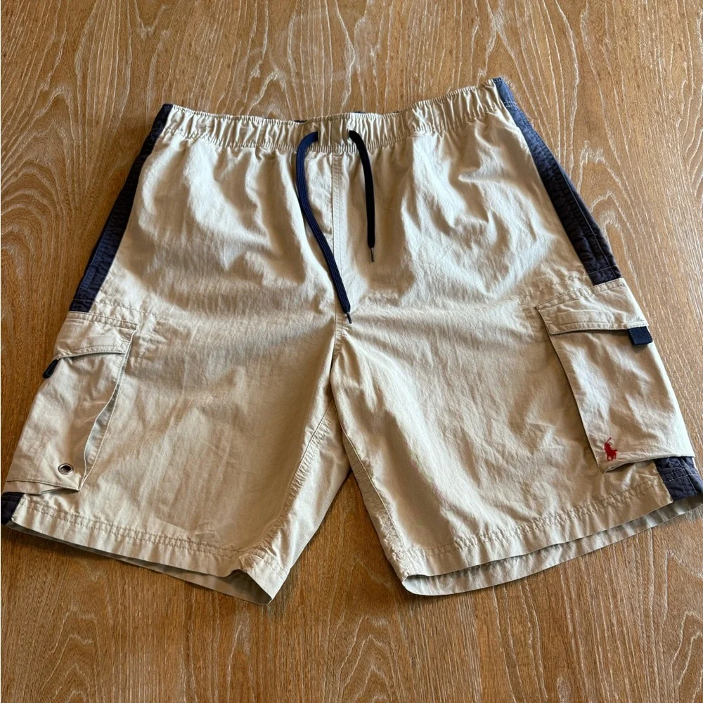 POLO SPORT RALPH LAUREN Men’s Vintage Cargo Khaki Swim Shorts Size Medium